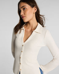SPANX® Ribbed Knit Button Down | Ivory