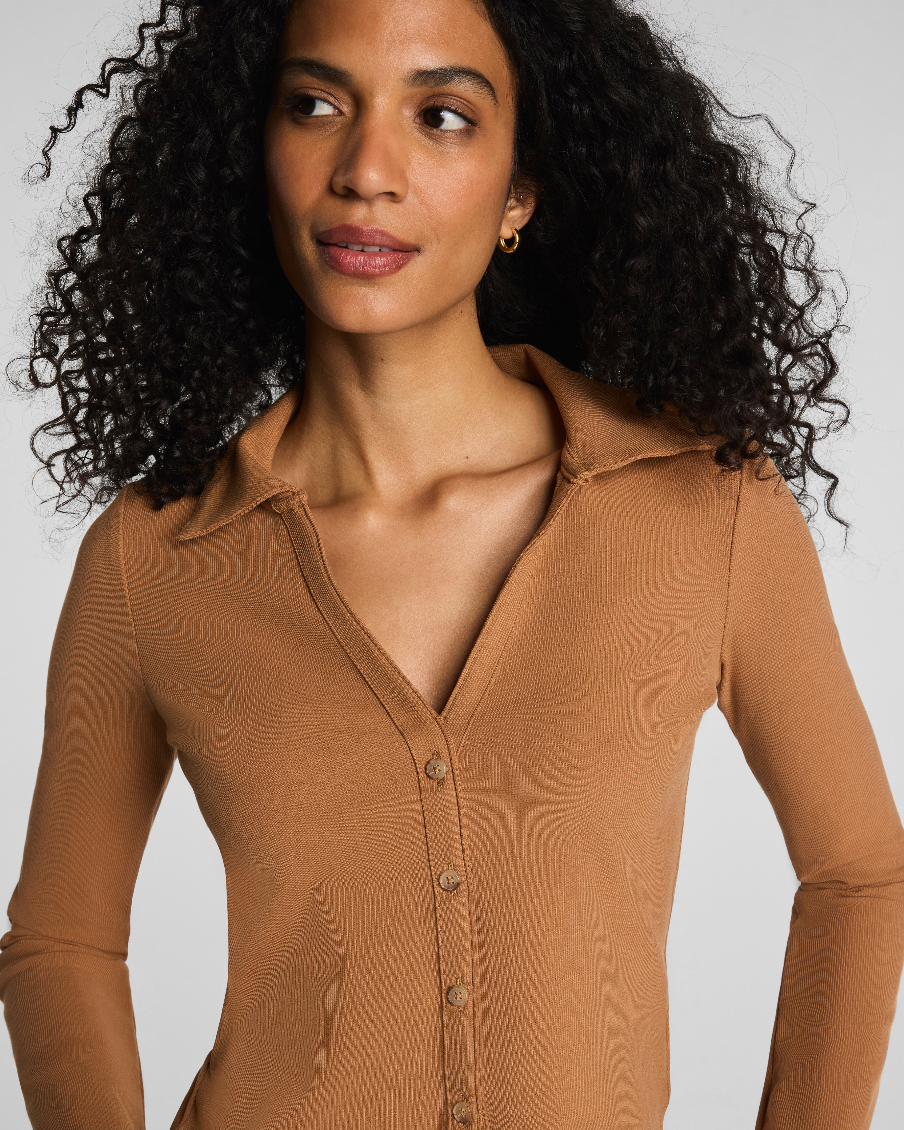 SPANX® Ribbed Knit Button Down | Maplewood