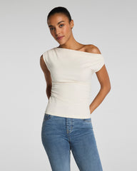 SPANX® Ribbed Knit Ruched Off-The-Shoulder Top