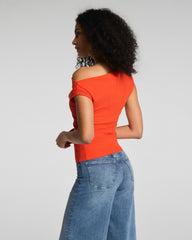 SPANX® Ribbed Knit Ruched Off-The-Shoulder Top | Poppy