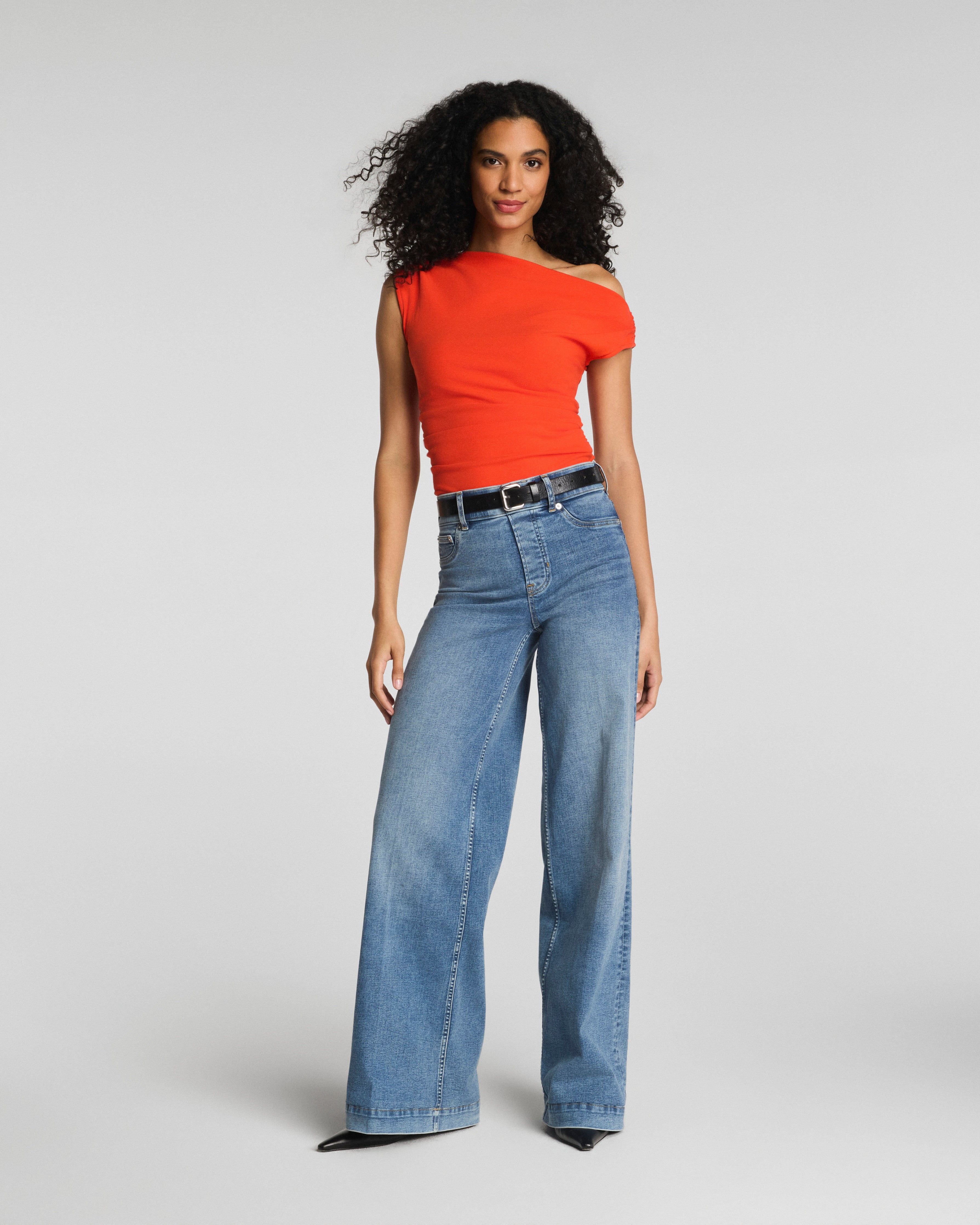 SPANX® Ribbed Knit Ruched Off-The-Shoulder Top | Poppy