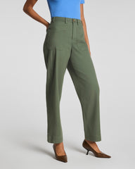 SPANXsupersmooth™ Stretch Twill Utility Barrel Leg Pant with Patch Pockets | Eucalyptus