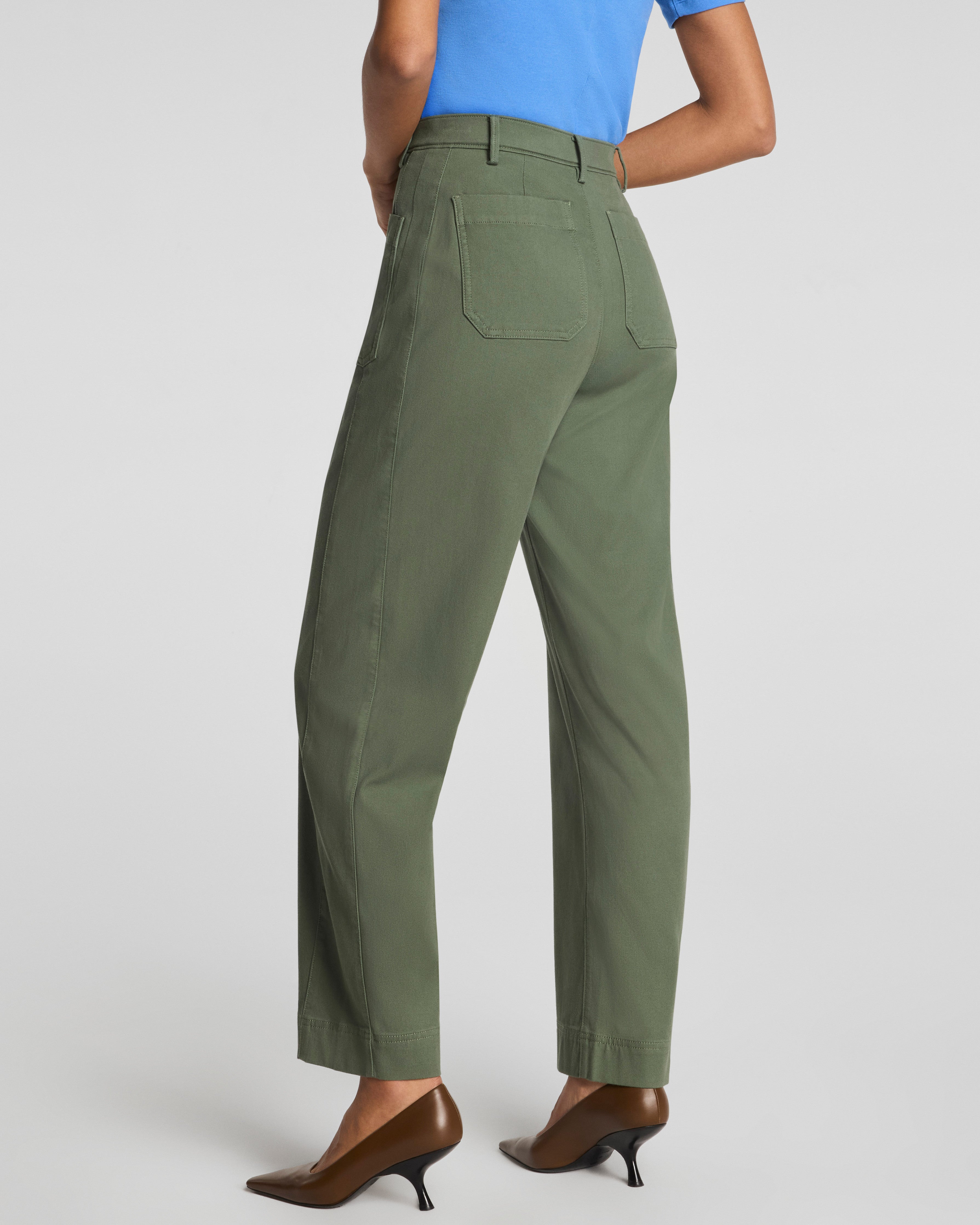 SPANXsupersmooth™ Stretch Twill Utility Barrel Leg Pant with Patch Pockets | Eucalyptus