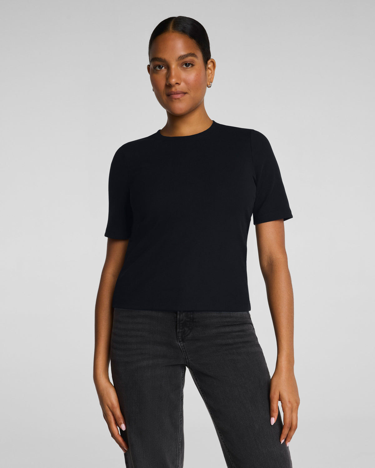 SPANX® Ribbed Knit Crewneck Tee | Classic Black