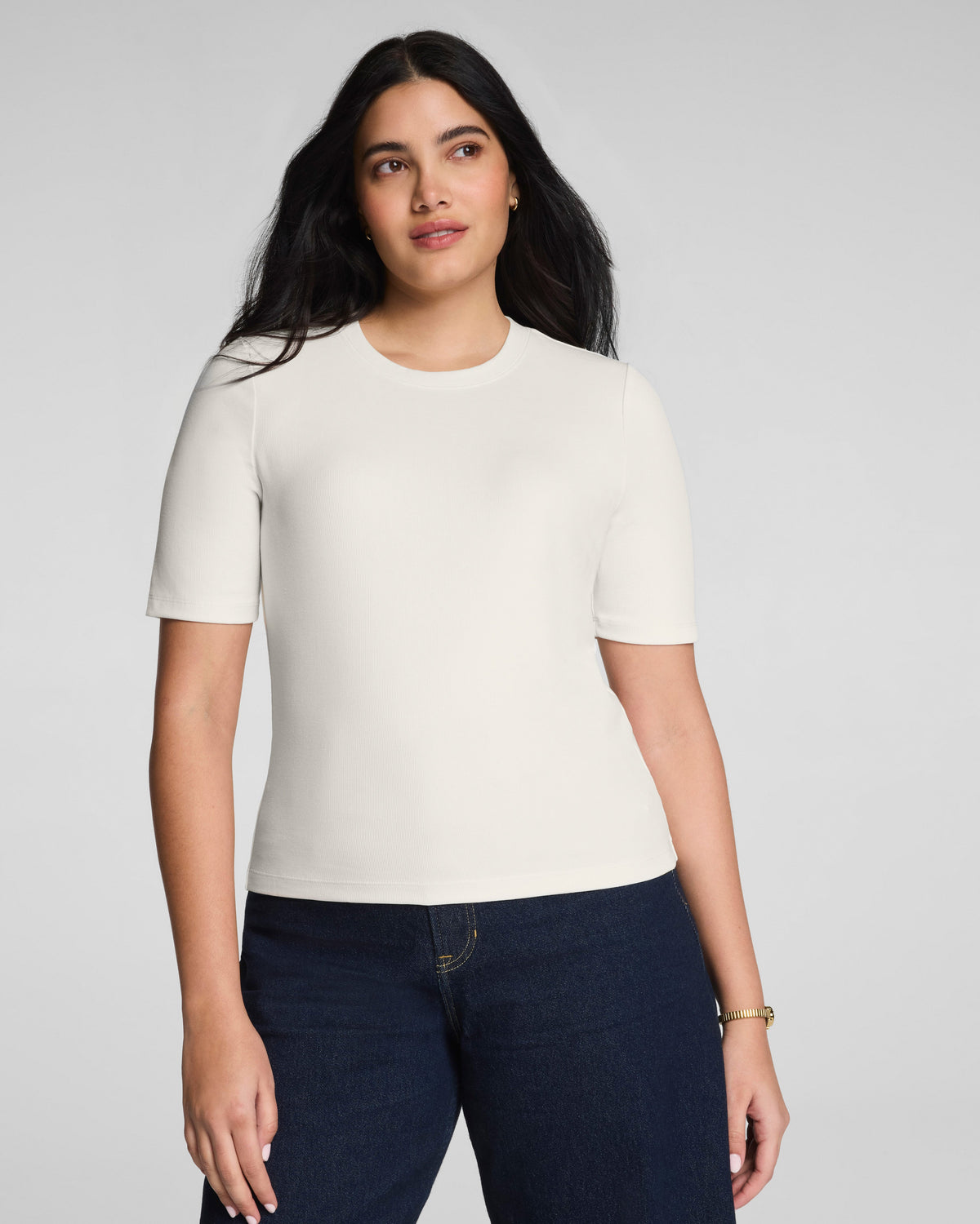 SPANX® Ribbed Knit Crewneck Tee | Ivory