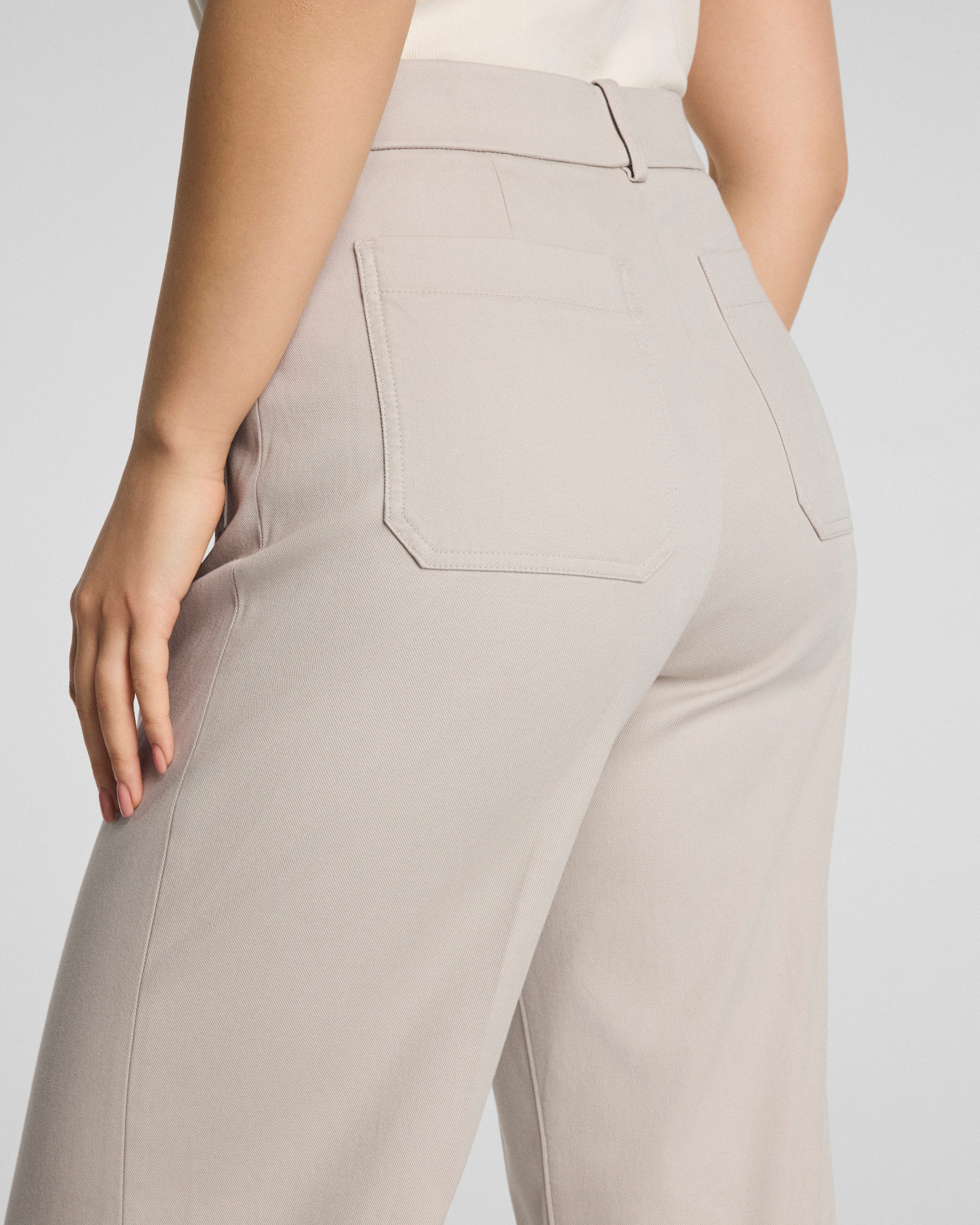 SPANXsupersmooth™ Stretch Twill Wide Leg Pant with Patch Pockets | Bone