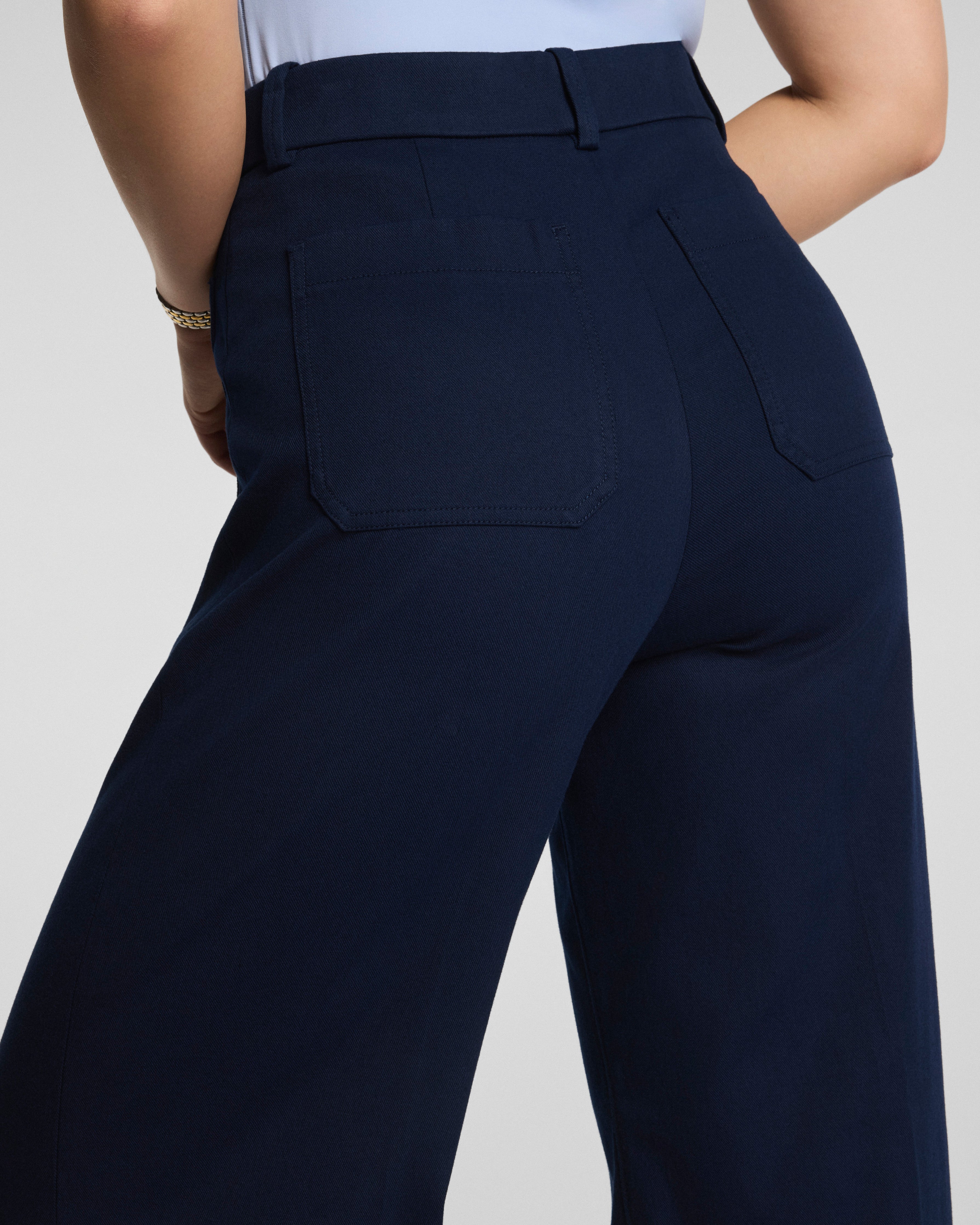 SPANXsupersmooth™ Stretch Twill Wide Leg Pant with Patch Pockets | Timeless Navy