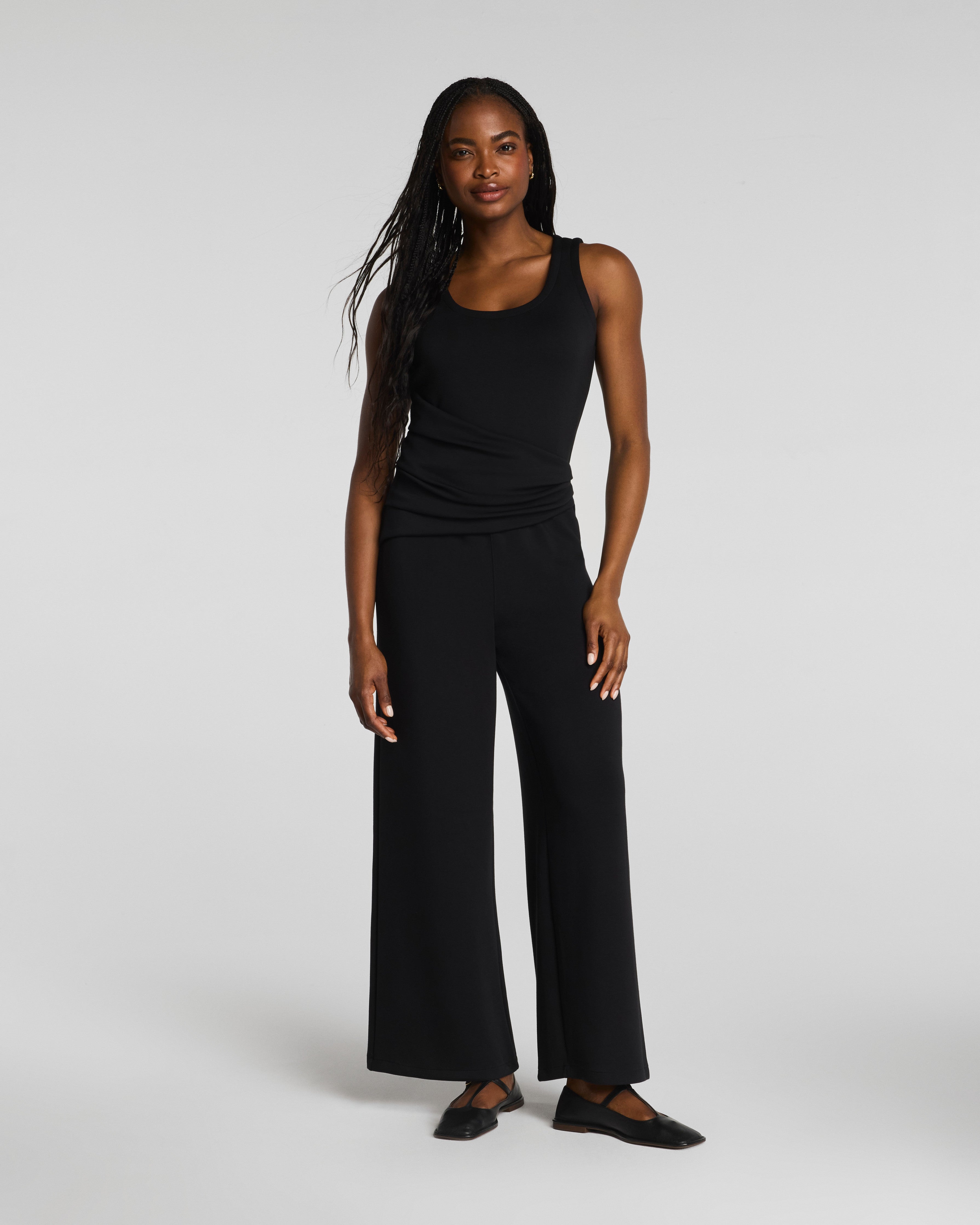 SPANX AirEssentials® Draped Sleeveless Jumpsuit | Very Black