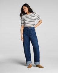 SPANX® Ribbed Knit Crewneck Tee | Linen/Classic Black Stripe