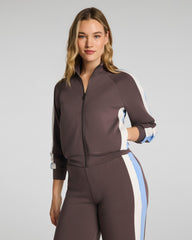 SPANX AirEssentials® Colorblock Track Jacket | Dark Cacao Stripe