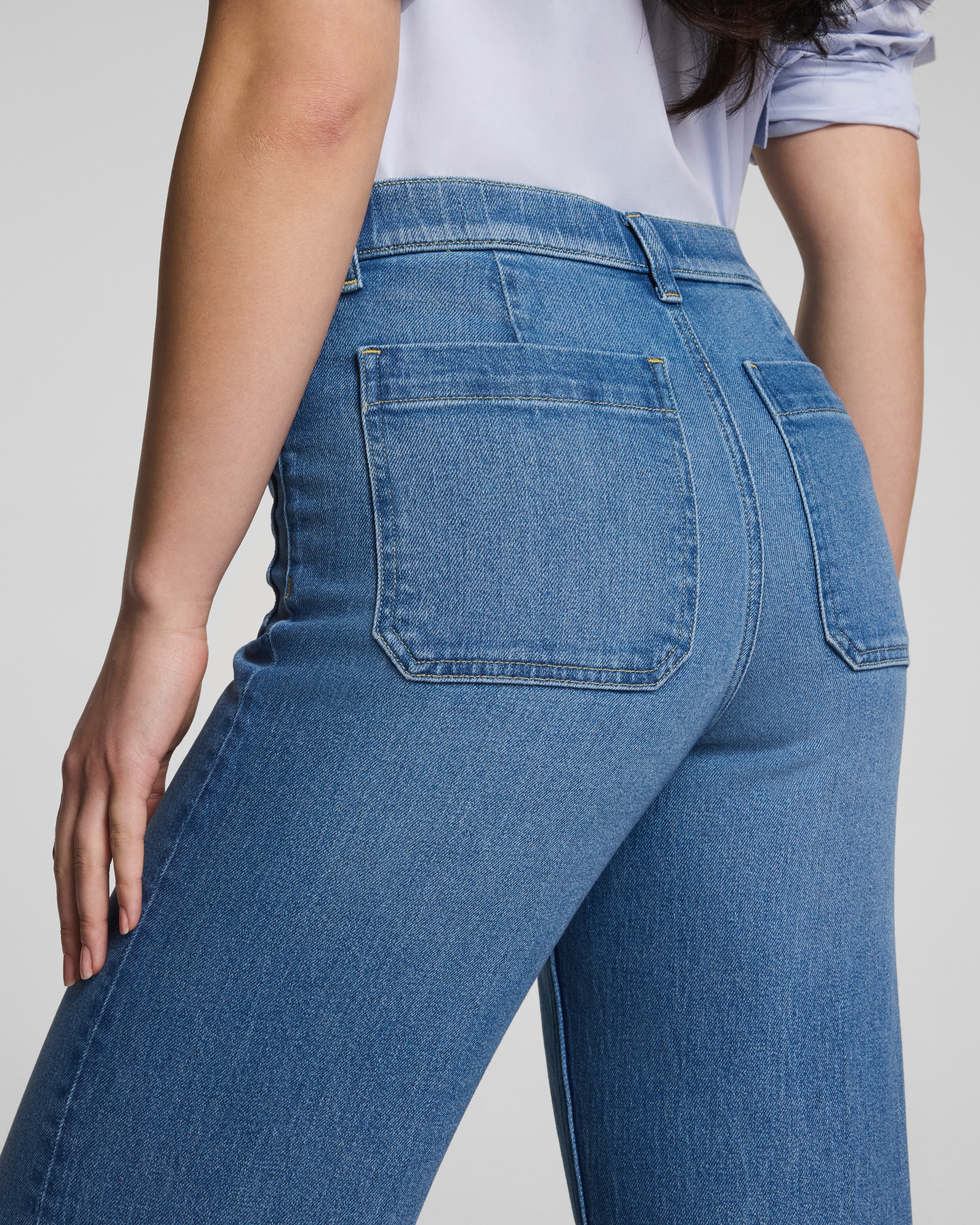 SPANXshape™ Authentic 360 Mid-Rise Easy Flare Jeans with Patch Pockets | Elysian