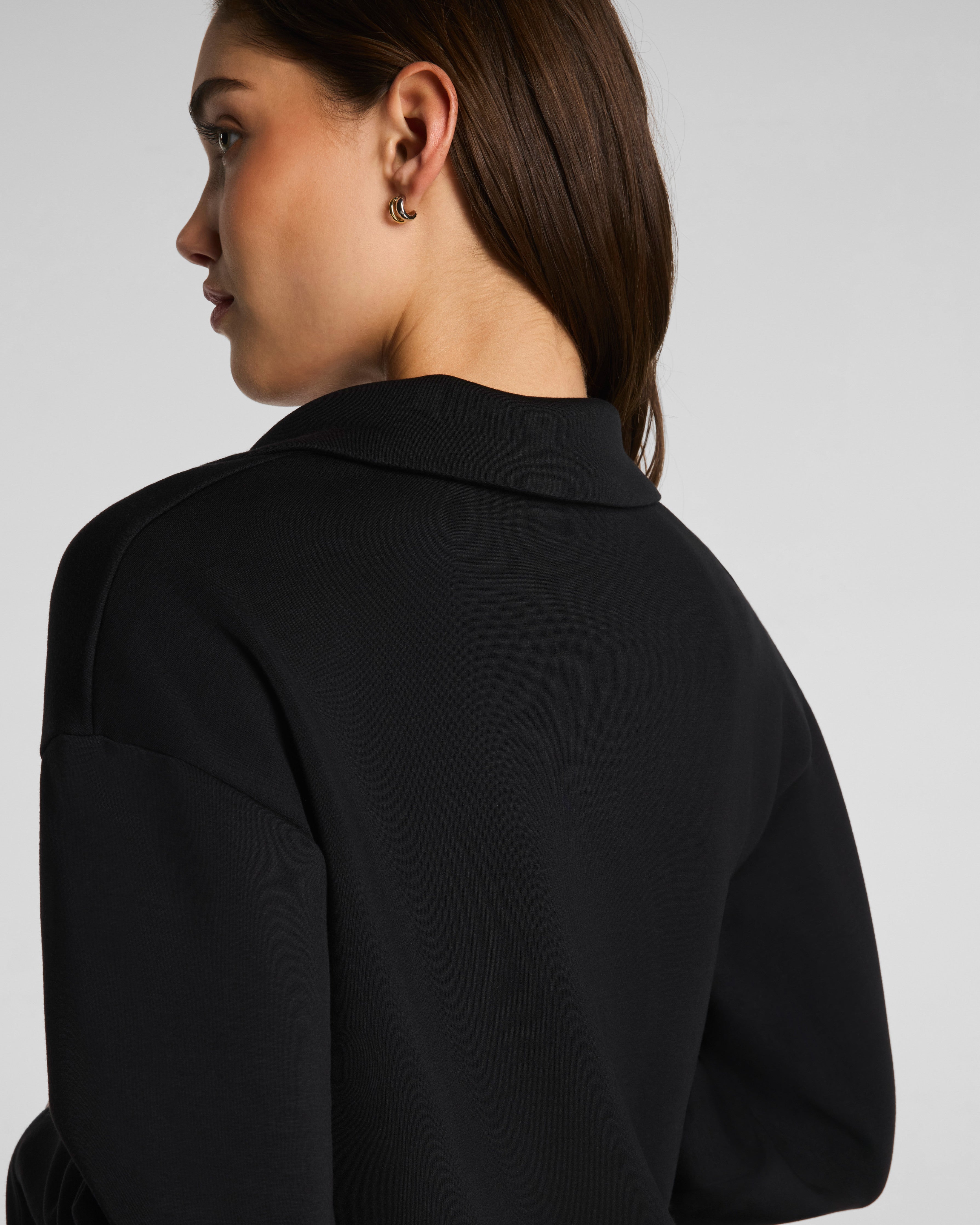 SPANX AirEssentials® Long Sleeve Polo Top | Very Black