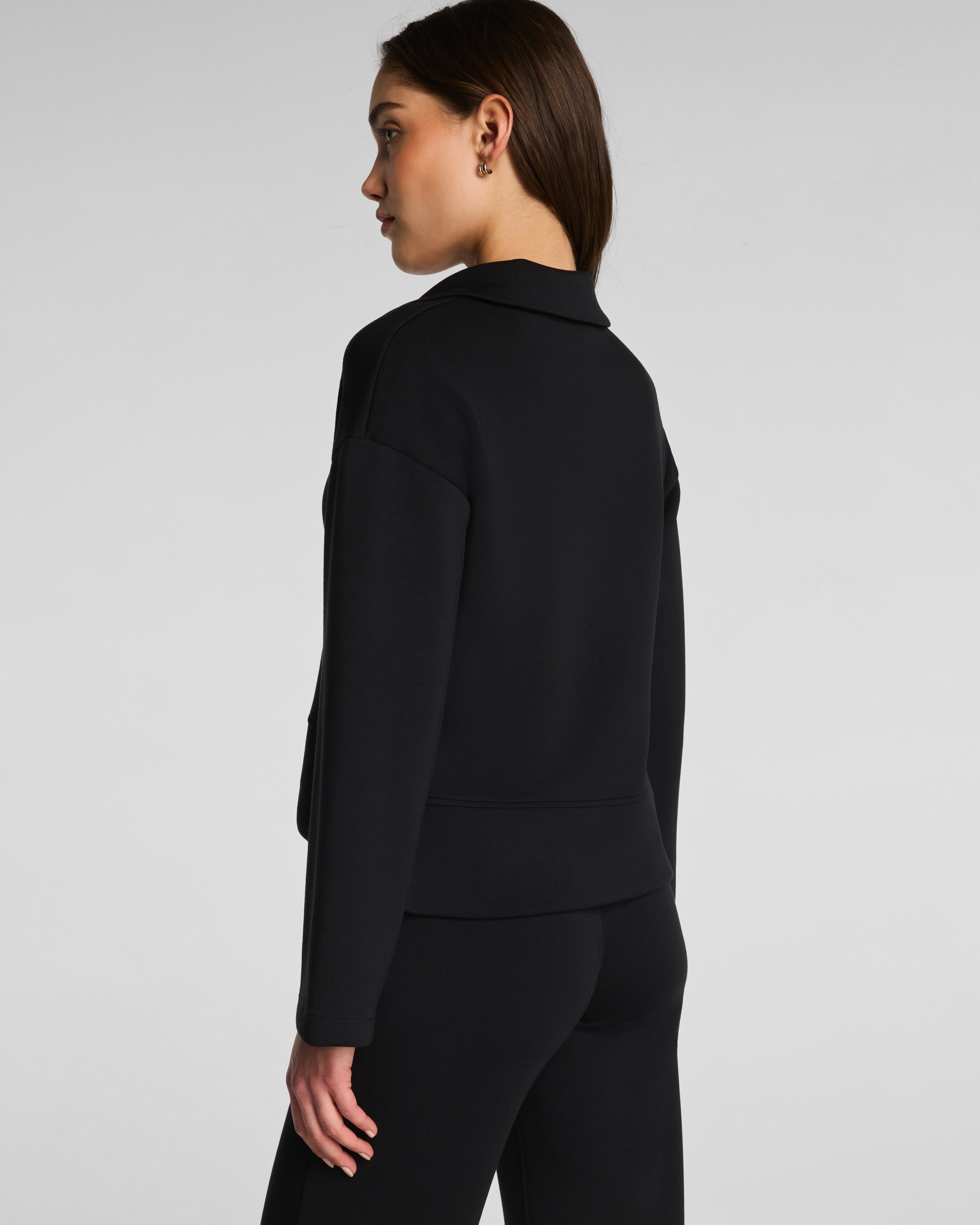 SPANX AirEssentials® Long Sleeve Polo Top | Very Black