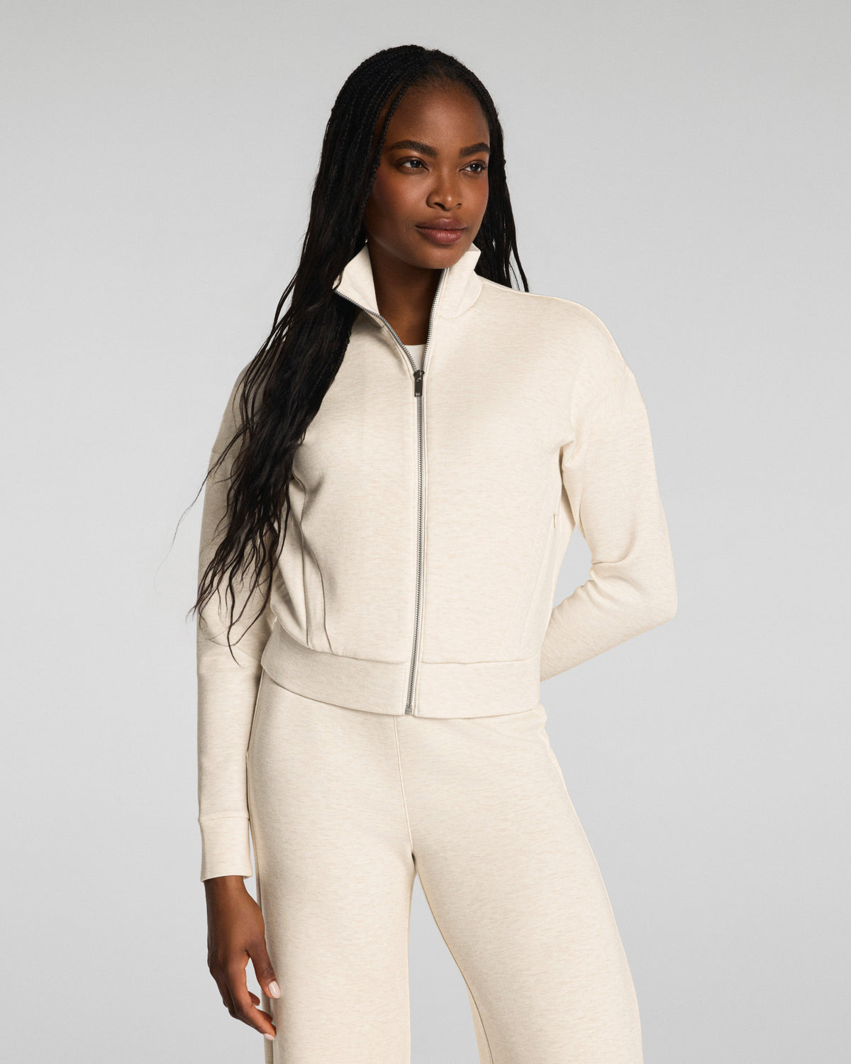 SPANX AirEssentials® Track Jacket | Oatmeal Heather