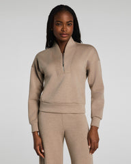SPANX AirEssentials® Shawl Collar Half Zip | Dune Heather