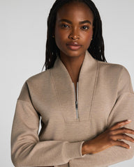 SPANX AirEssentials® Shawl Collar Half Zip | Dune Heather