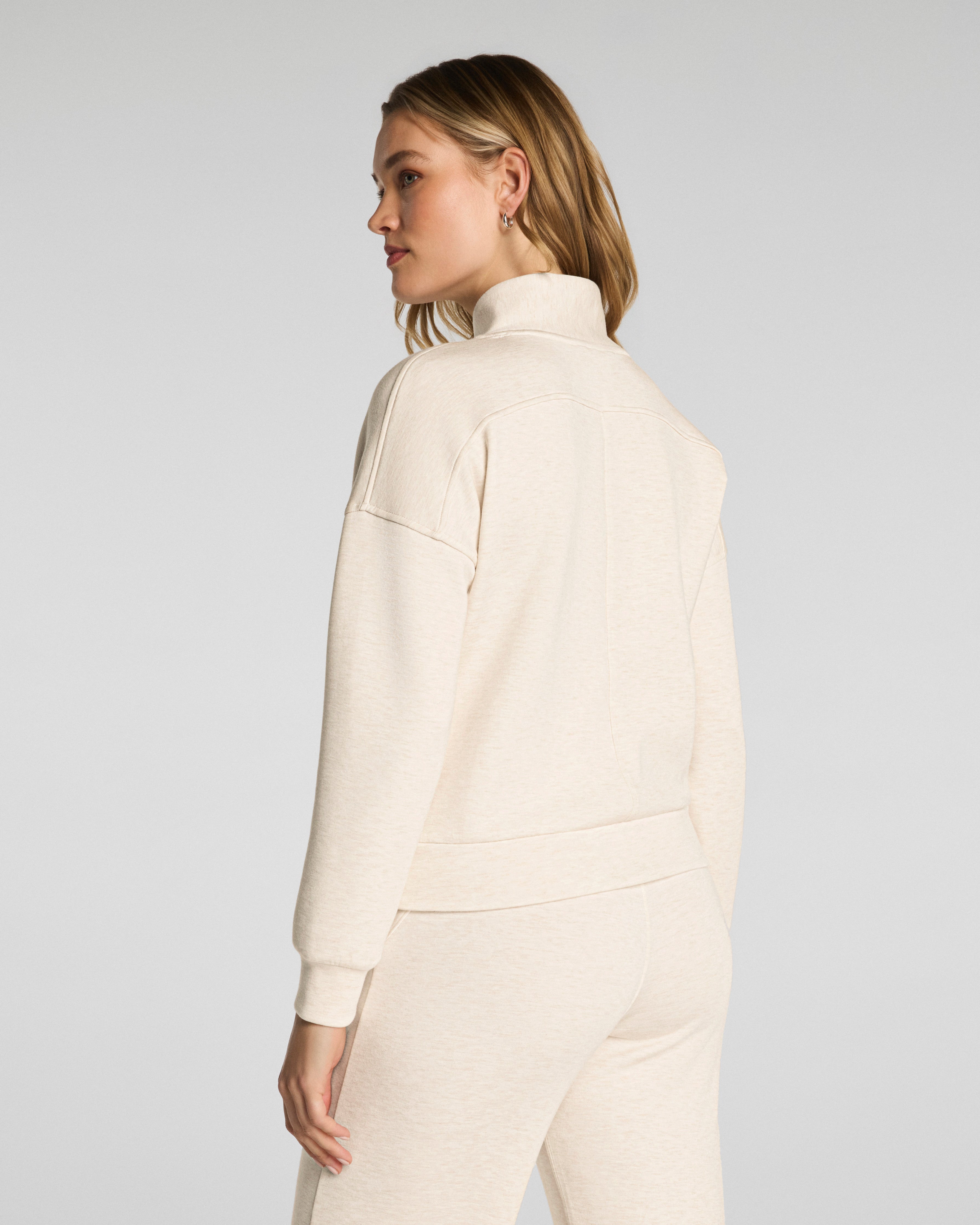 SPANX AirEssentials® Shawl Collar Half Zip | Oatmeal Heather