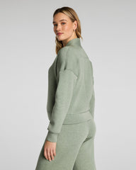 SPANX AirEssentials® Shawl Collar Half Zip | Sage Brush Heather