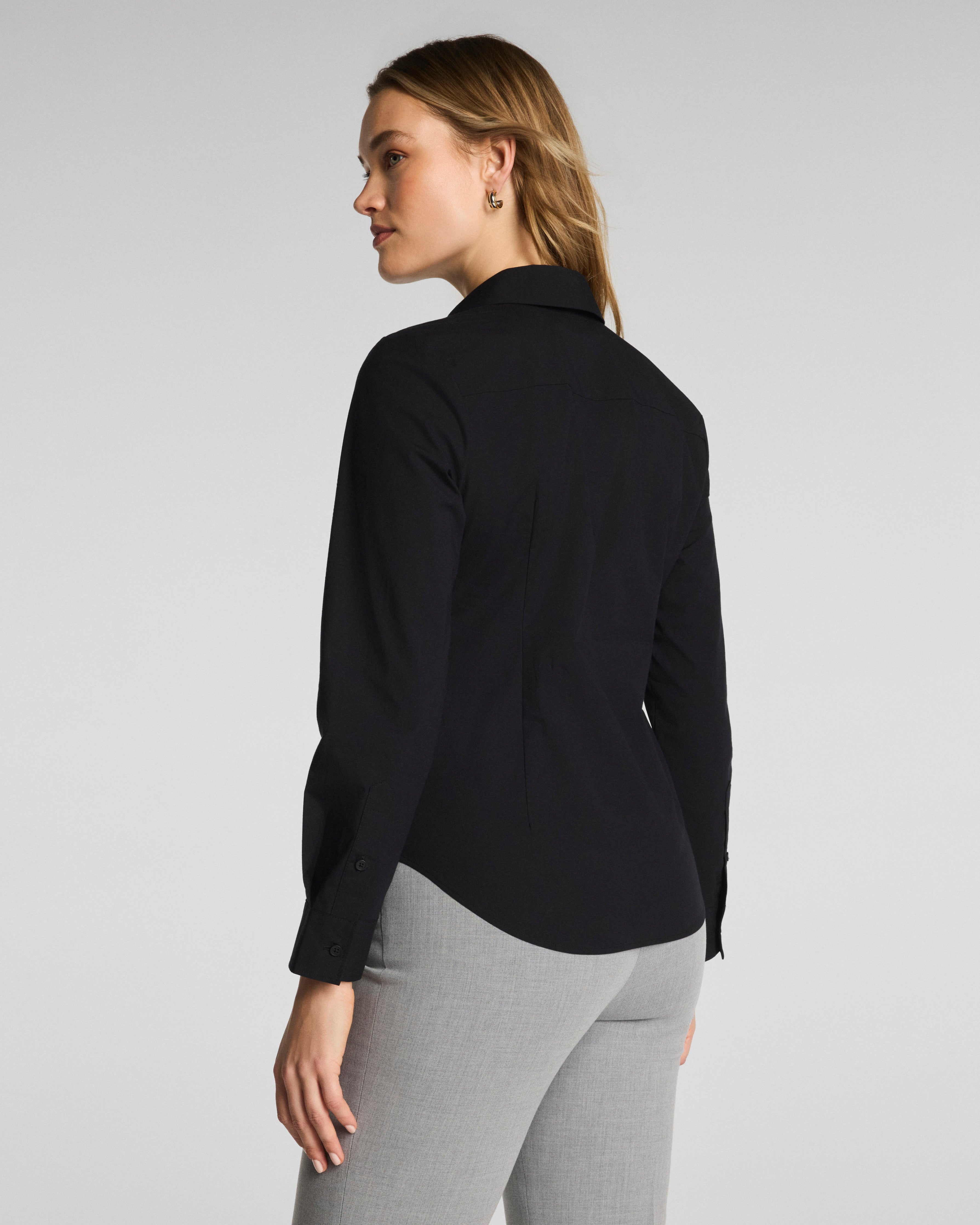 SPANX® Poplin No-Gape Tailored Button Down | Classic Black