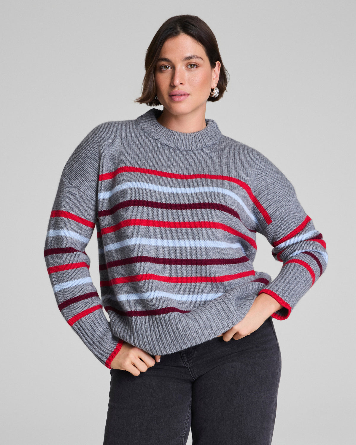 La Ligne Marin Sweater | Gray/SPANX® Red/Light Blue/Cassis
