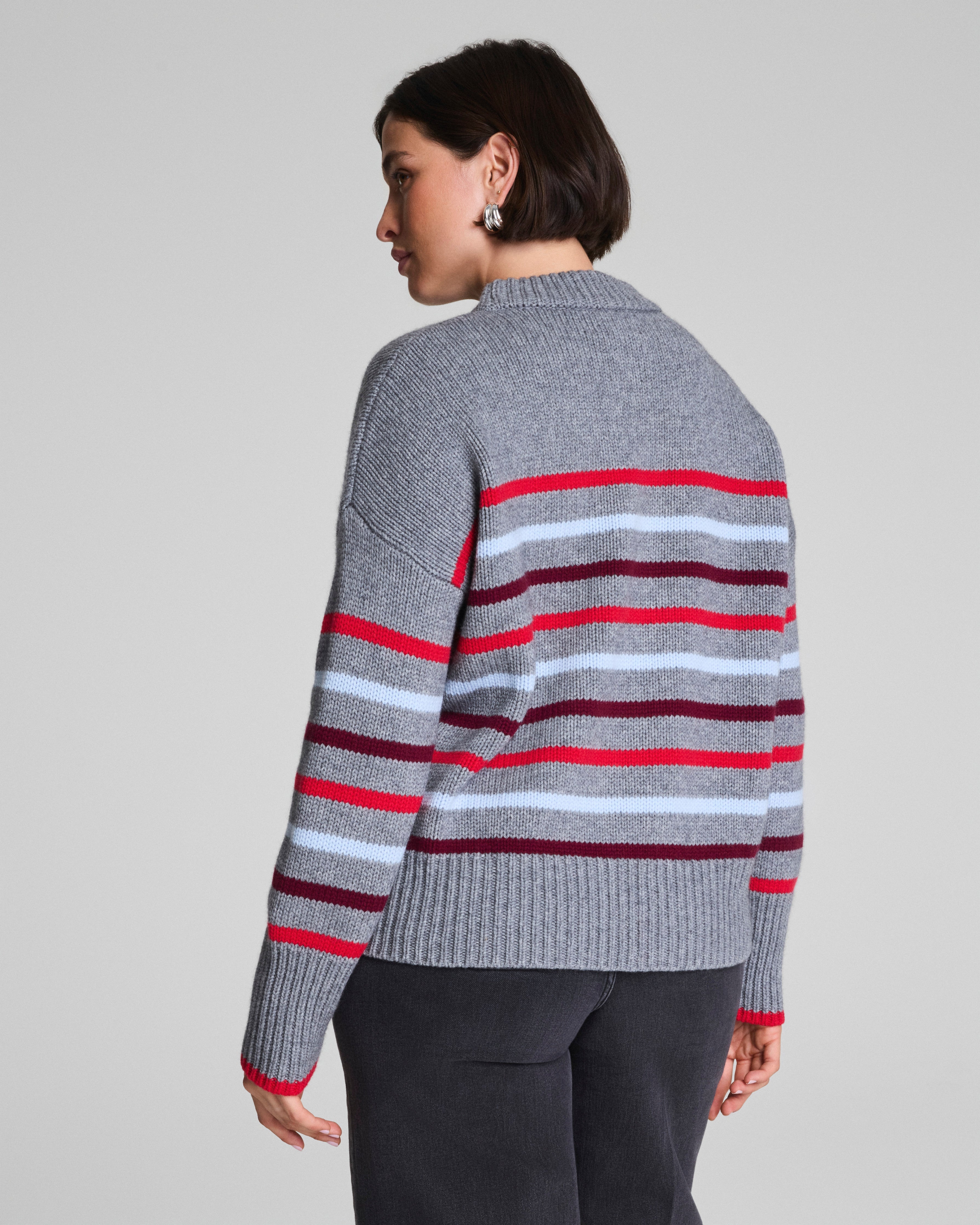 La Ligne Marin Sweater | Gray/SPANX® Red/Light Blue/Cassis