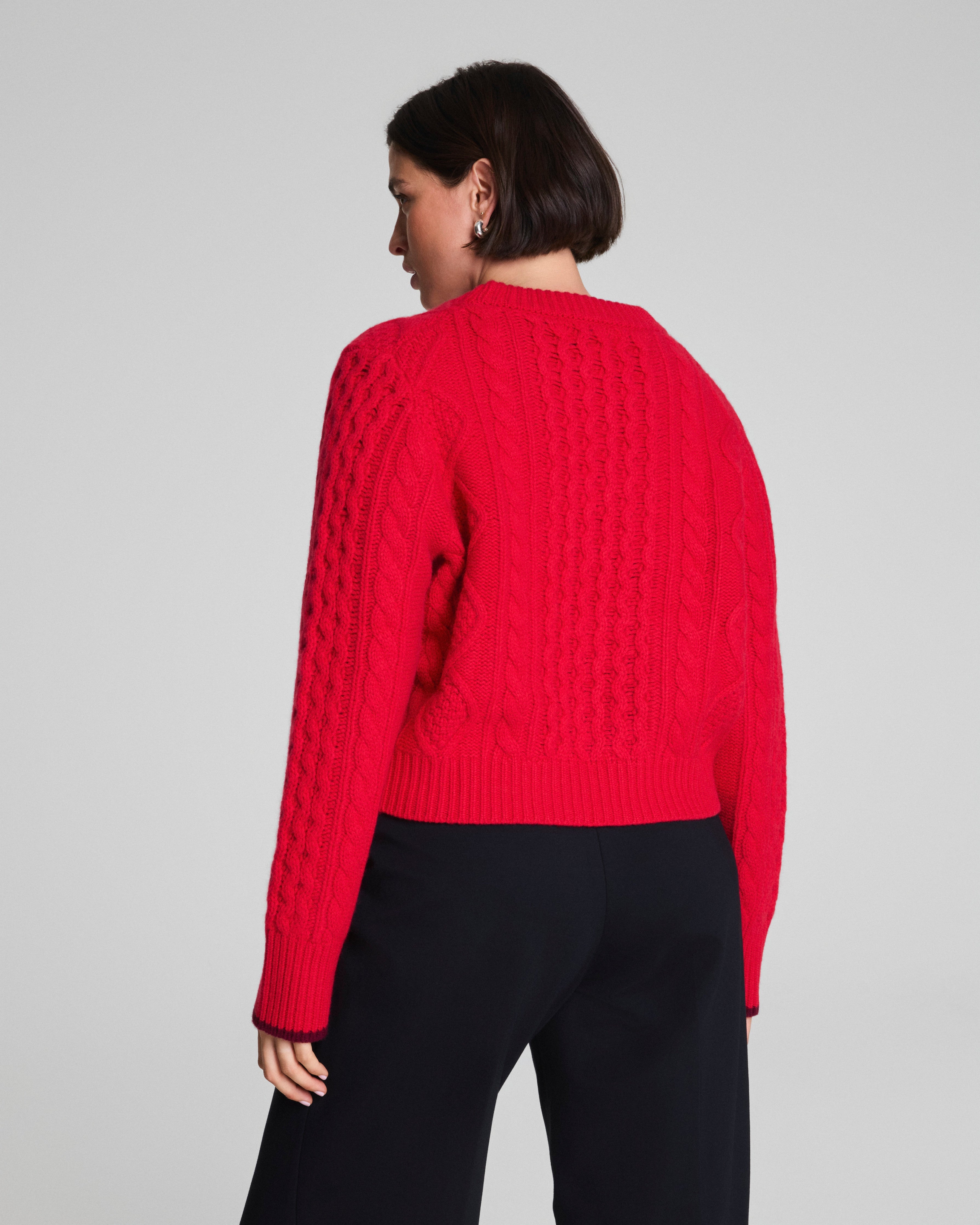 La Ligne Cropped Cable Marin Sweater | SPANX® Red