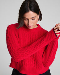 La Ligne Cropped Cable Marin Sweater | SPANX® Red