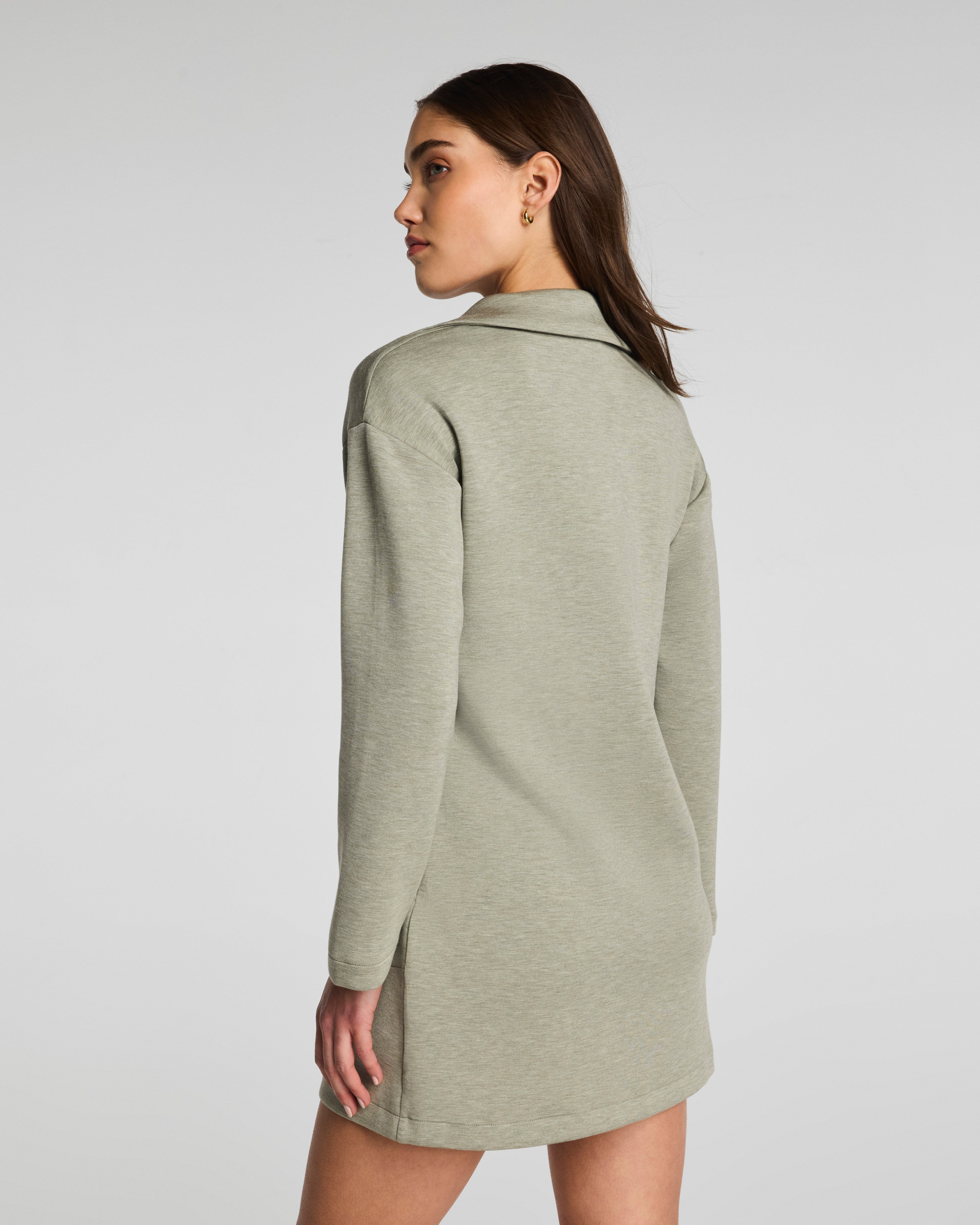 SPANX AirEssentials® Polo Long Sleeve Dress | Sage Brush Heather