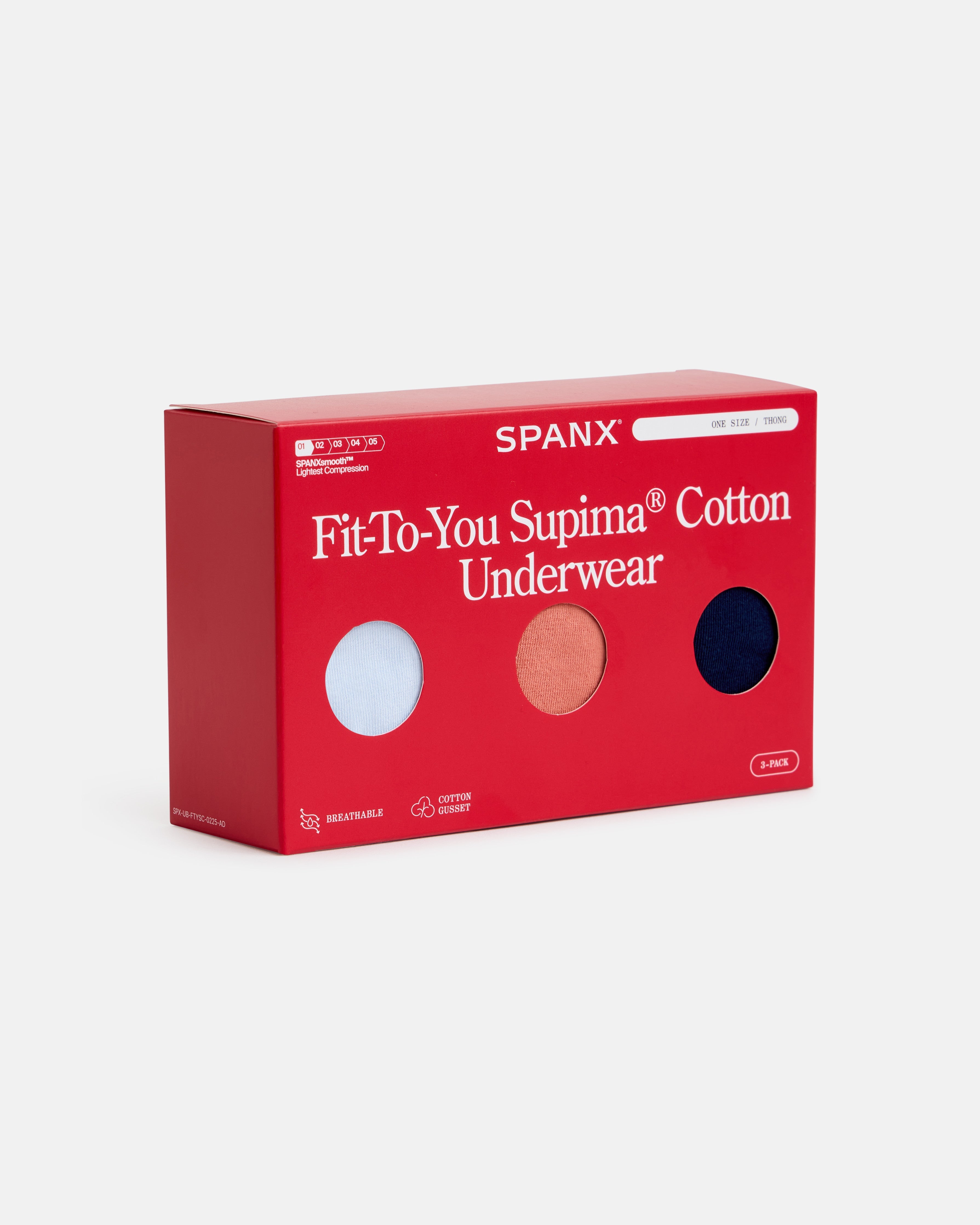 SPANXsmooth™ Fit-To-You Supima® Cotton Thong 3-Pack Box | Summit/Clay/Timeless Navy