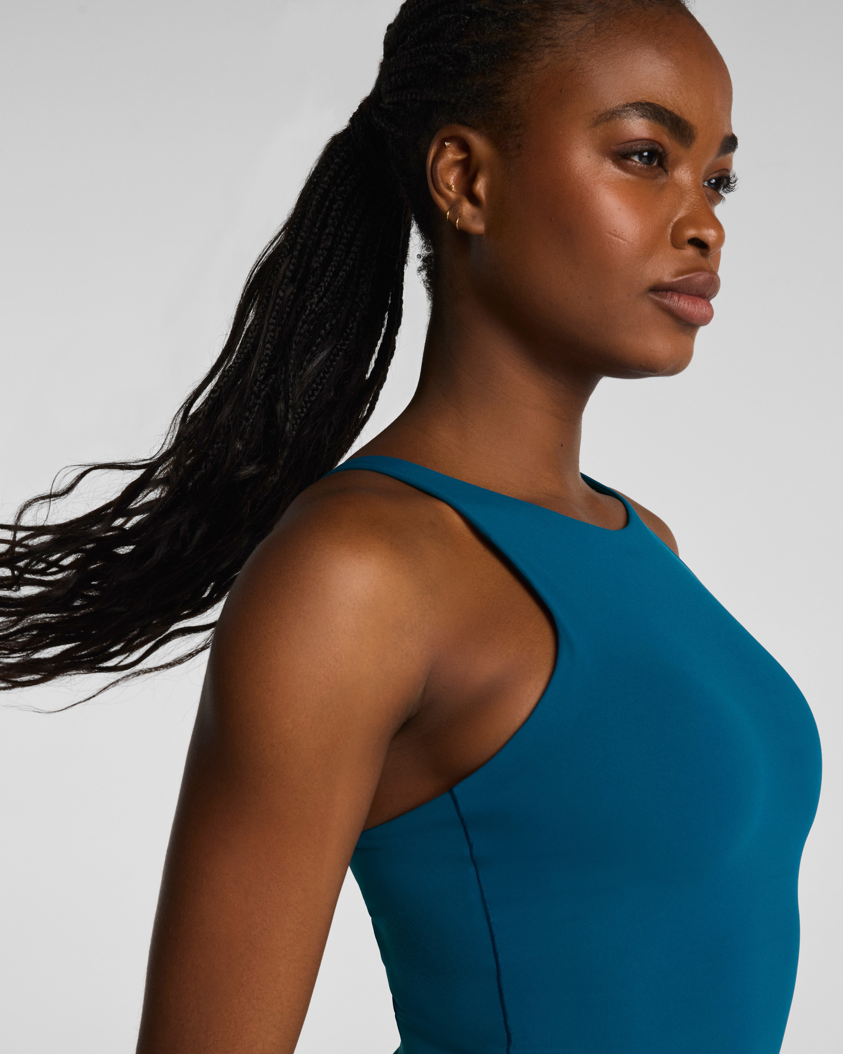 SPANX® BodyLine High Neck Cropped Tank with FlexForm Cups | Deep Cove