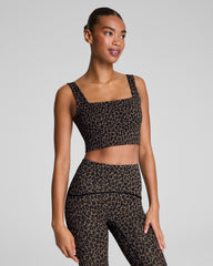 SPANX® Get Moving Leopard Print Cropped Square Neck Shelf Tank