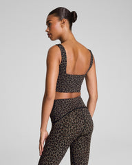 SPANX® Get Moving Leopard Print Cropped Square Neck Shelf Tank | Leopard Print