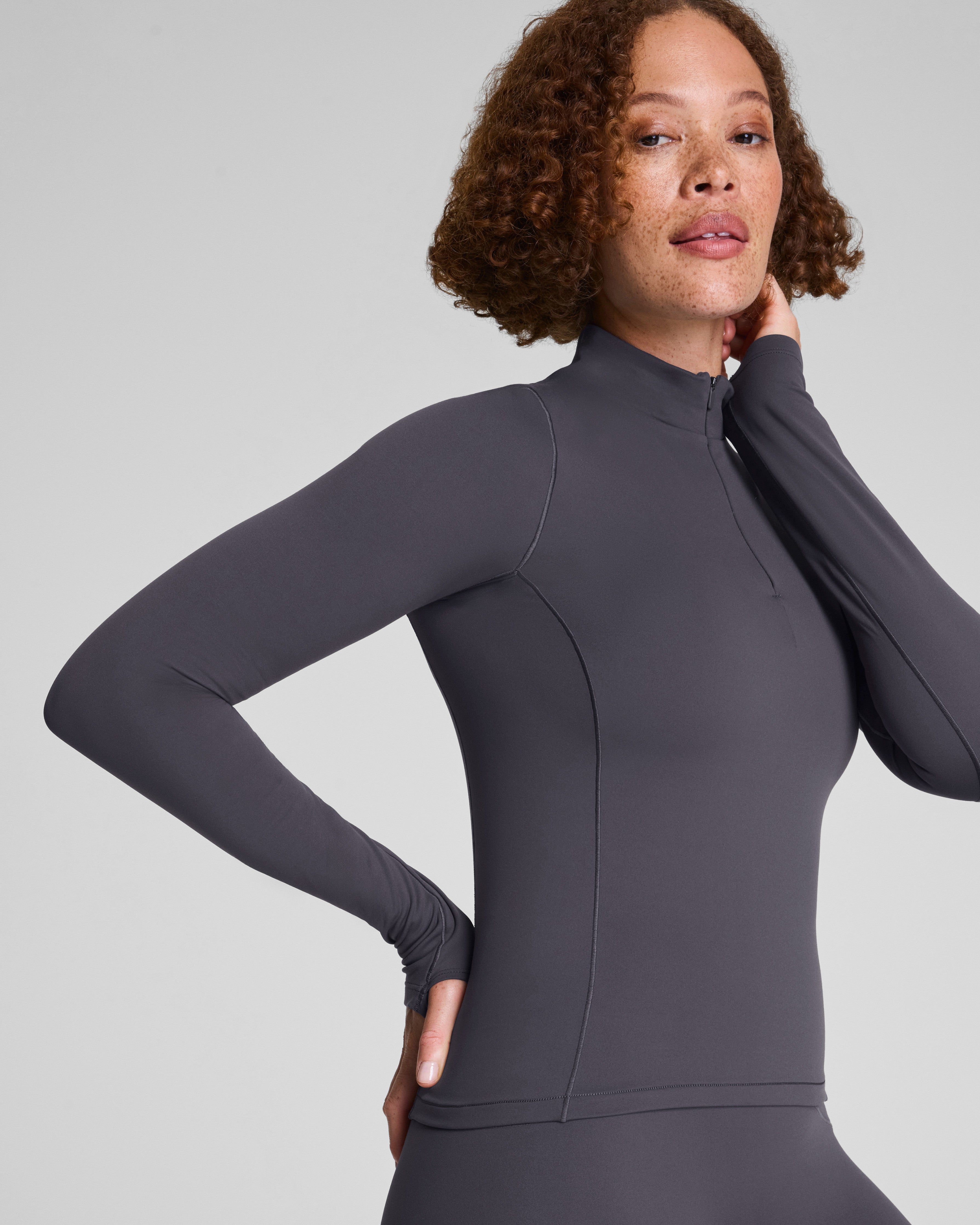 SPANX® Get Moving Brushed Contour Half Zip | Storm