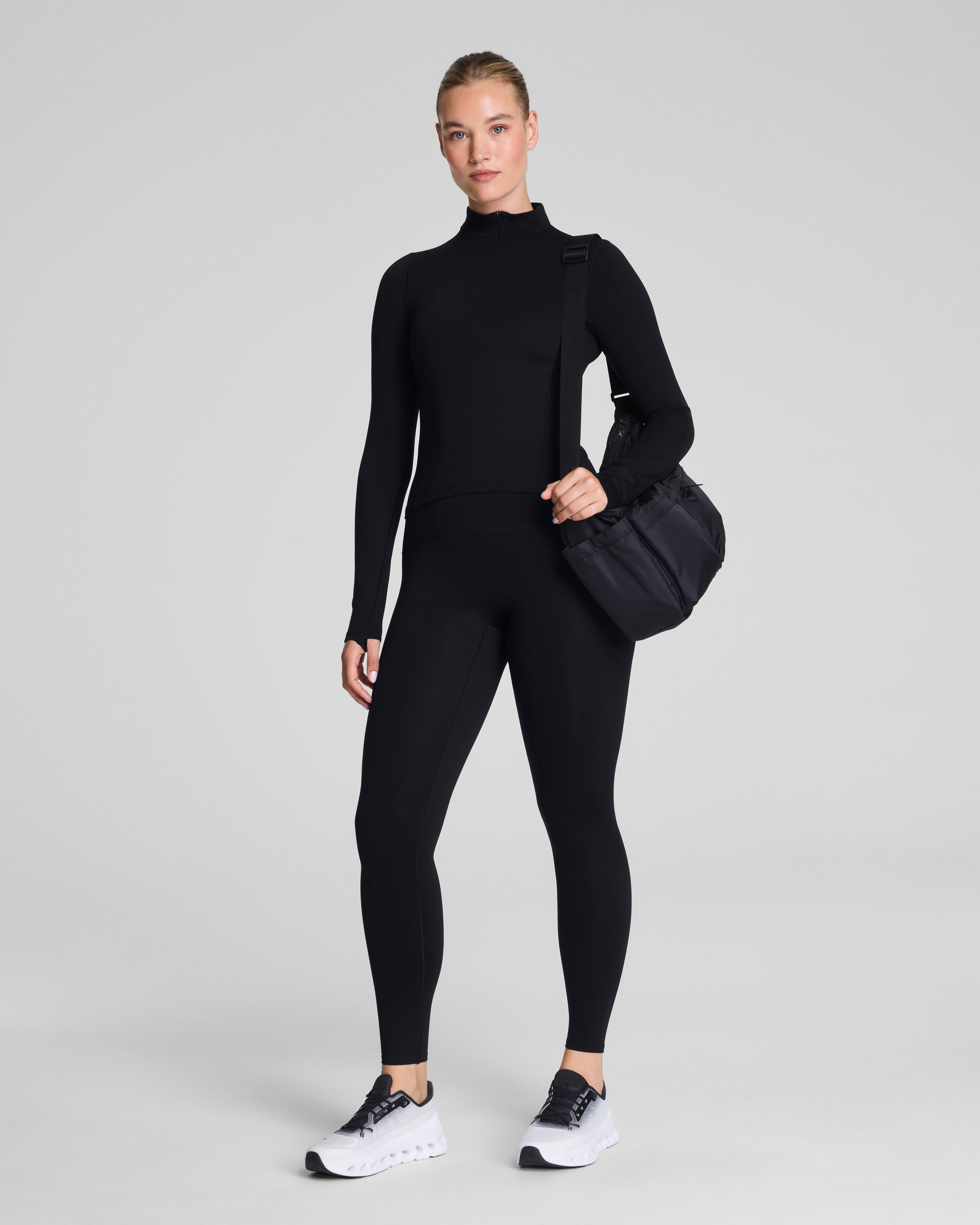 SPANX® Get Moving Brushed Contour Half Zip | Very Black
