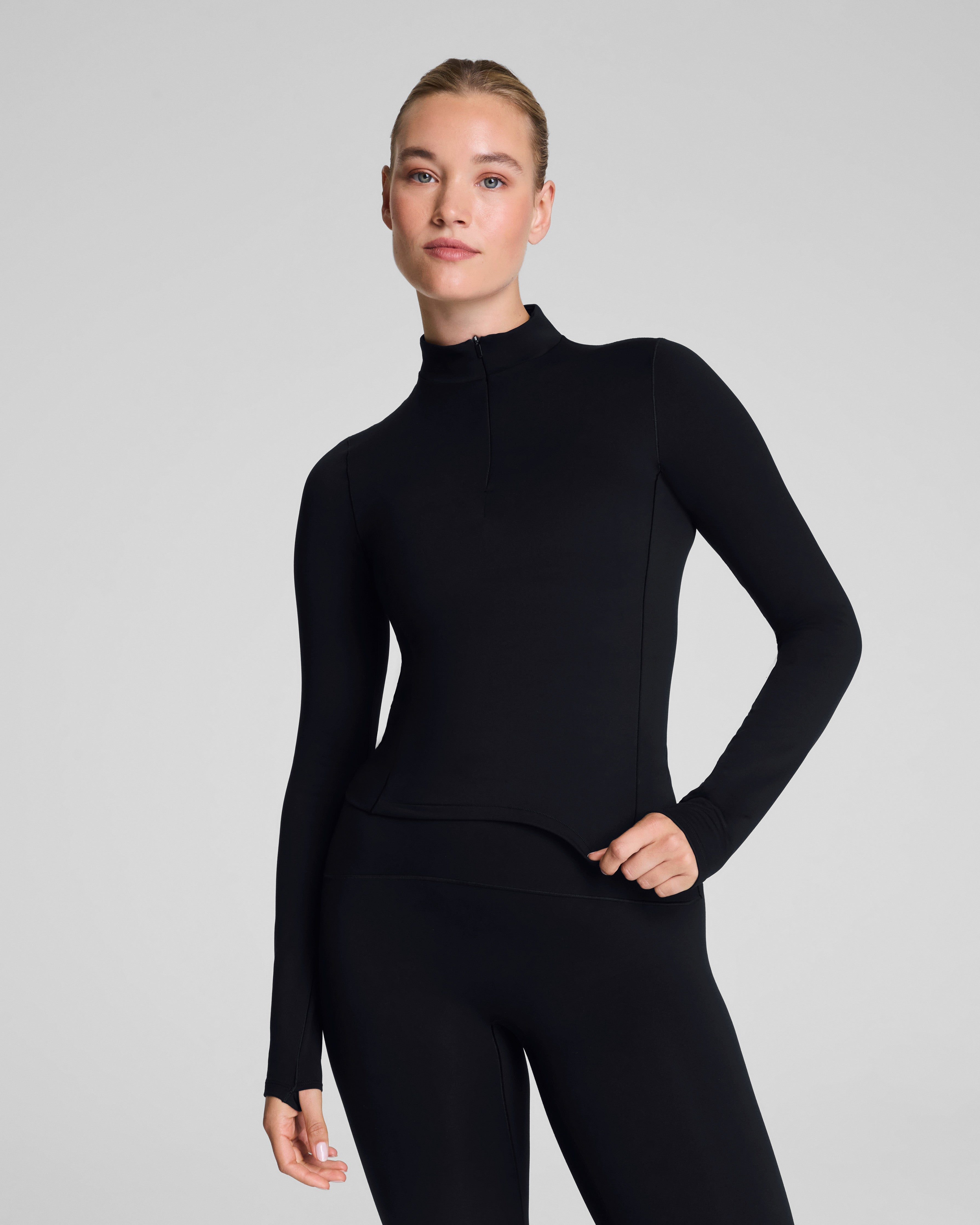 SPANX® Get Moving Brushed Contour Half Zip | Very Black