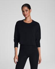 SPANX® Outpace Cropped Long Sleeve Top | Very Black