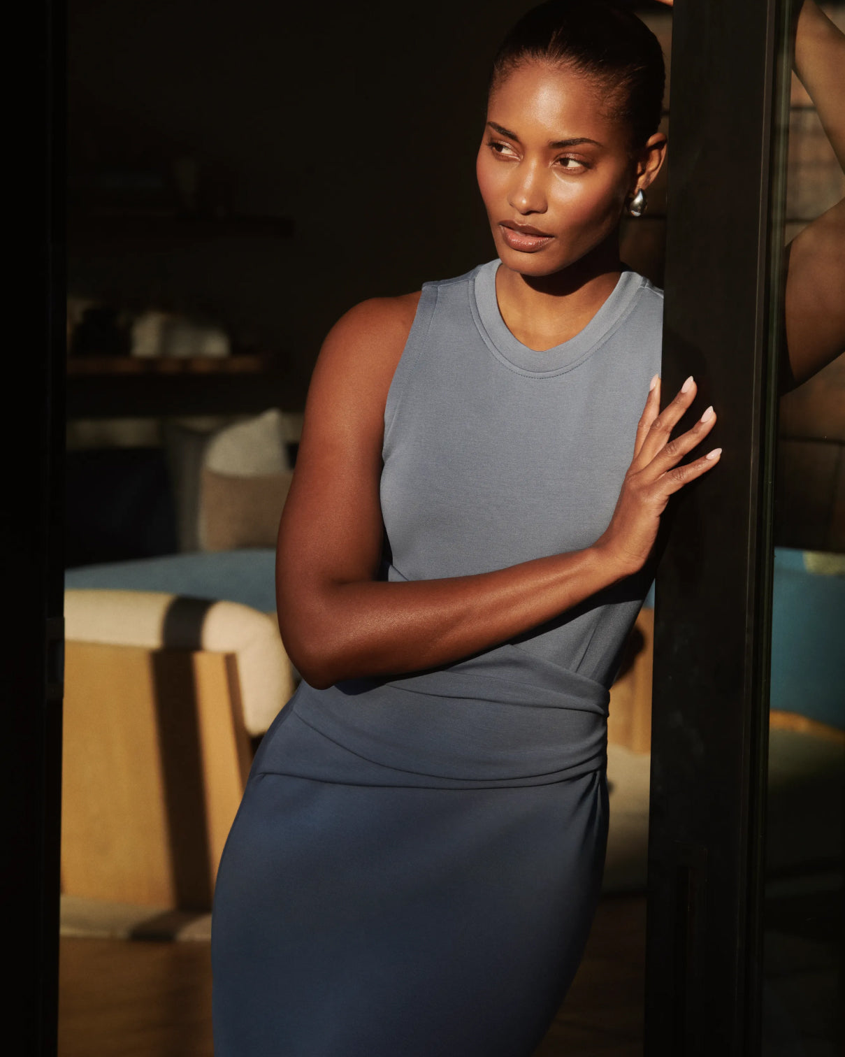 SPANX AirEssentials® Draped Tank Midi Dress | Rain